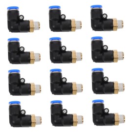 Operitacx Pack of 12 90 Pneumatic Quick Connect Hose Connection Air Hose Coupling Connectors Fittings Right Angle Connector Joint Nickel-Plated Zinc Alloy Black