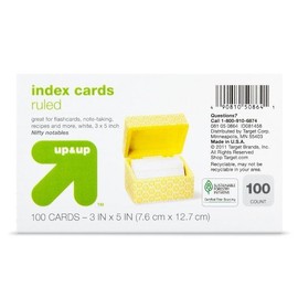 Ruled Index Cards 3 in. x 5 in. - White - 100ct - up & up
