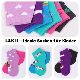 L&K-II 10/12 Children's Girls Socks with Cute Patterns Trainer Socks Kids Cotton Colourful 2848 VA, 12 pair-2810