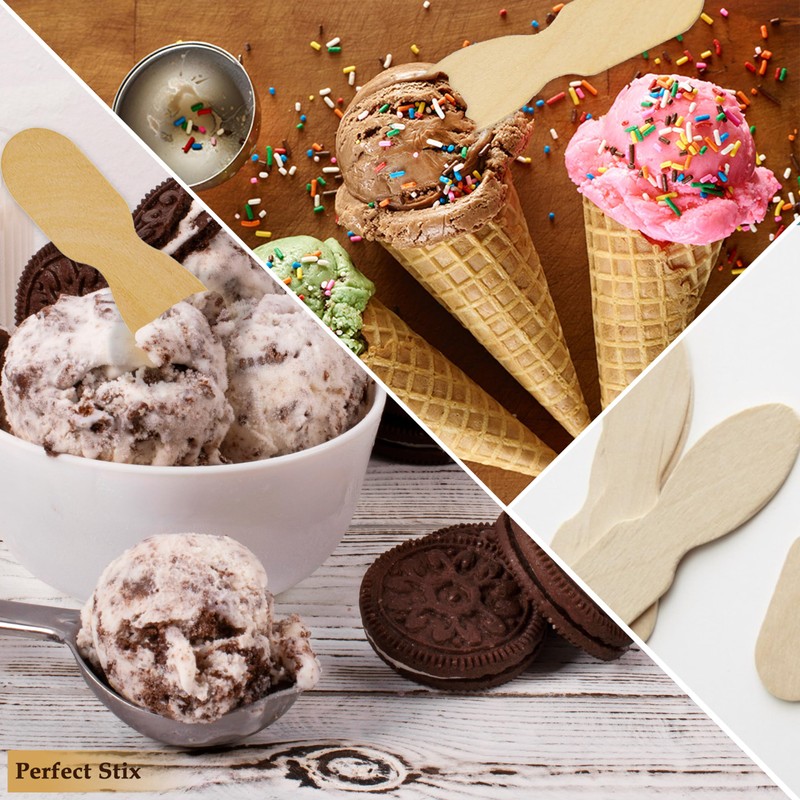 Perfect Stix ASO24W Plain Wooden Ice Cream/Taster Spoon, Unwrapped, 3"