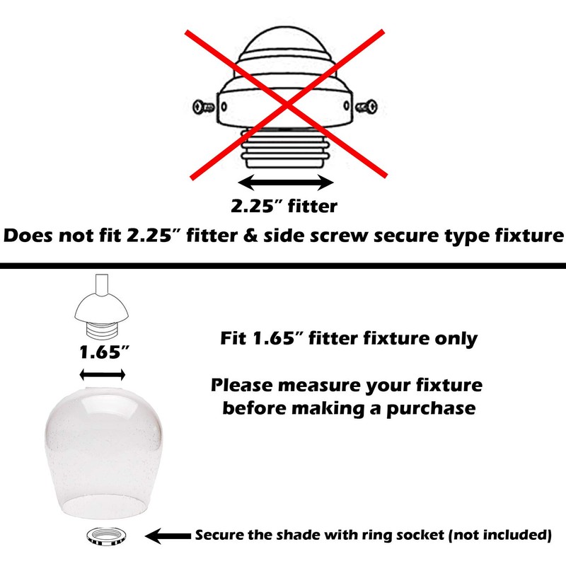 Bubble Glass shade, LEDupdates 3 Pack 5" wide Clear Seeded