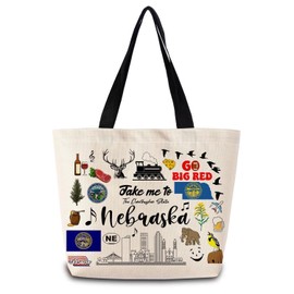 ZhuVantrix Take Me To Nebraska Tote Bag Reusable Grocery Bags Aesthetic Shopping Shoulder Handbag with Interior Pocket Lightweight & Washable Stylish Nebraska Travel Present for Women