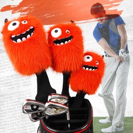 Golf Headcover, Character, Fairway Wood Cover, For FW, Club Cover, Plush Type, Removable, Smooth, Healing, Single Item, Animal, Cute, Present, Orange, Monster