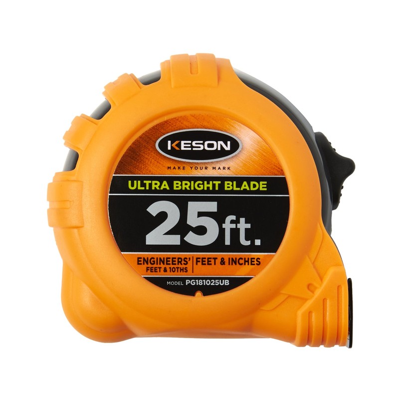 Keson PG181025UB Short Tape Measure with Nylon Coated Ultra Bright