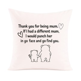 Mum Cushion Cover Throw Pillow - Mummy & Mom Gifts from Daughter & Son (Thank You for Being My Mum)