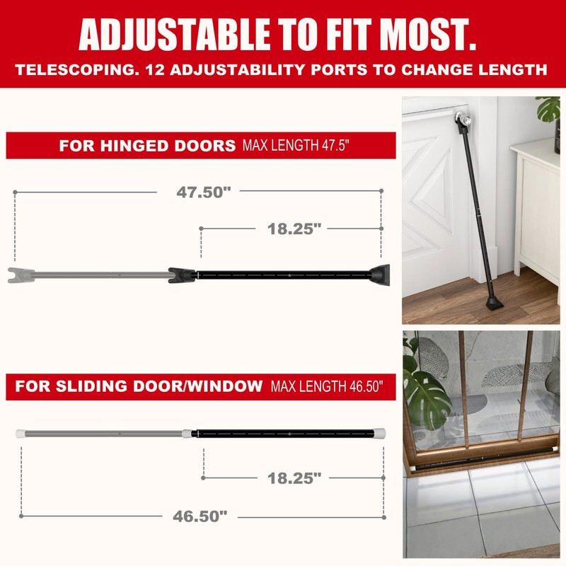 SECURITYMAN 2-in-1 Door Security Bar & Sliding Door Security Bar