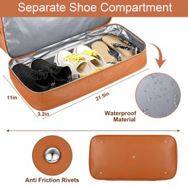 Weekender Bag for Women, Travel Duffel Bag Carry On Overnight Bag with Shoe Compartment Large Nylon Travel Weekend Tote Bag