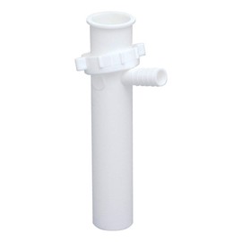 EZ-FLO 1-1/2 Inch x 8 Inch Branched Dishwasher Tailpiece, Direct Connection for Tubular Drain Applications, 5/8 Inch OD Branch, White Polypropylene, 35310