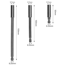 Fixinus 3-Piece Magnetic Bit Holder Set, 1/4 Inch Hex Shank Extension Magnetic Drill Holder Magnetic Drill Quick Change Bit Set for Electric Drill Screwdriver - 50/100/150 mm