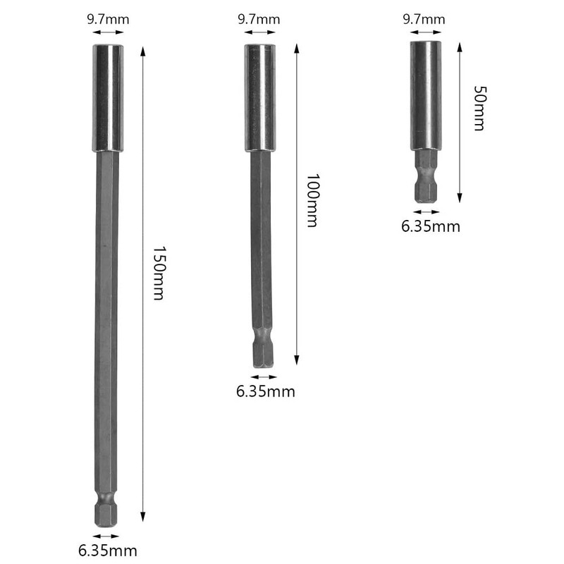 Fixinus 3-Piece Magnetic Bit Holder Set, 1/4 Inch Hex Shank