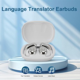 Translation Ear Buds, 144 Languages Translation Earbuds Real Time, Bluetooth Translation Earbuds, HD Sound Quality, Noise Cancelling, Music Playing (Silver)