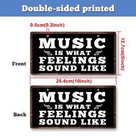 Music Wall Sign Decor Music Wall Art 10x5 Inch Hangings Plaque for Music Retro Wall Decor for Shop Music Room Bedroom Living Room Garage Decorations Gift for Music Lover Teacher Double Sided Sign