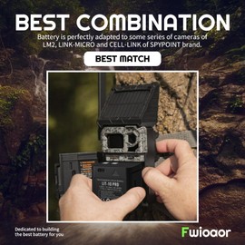 Fwioaor Upgraded 10500mAh LIT-10 Battery – Compatible with SPYPOINT Trail Cameras LM2, Link-Micro,Link-Micro-S-LTE,Cell-Link– Includes Charging Power Cable