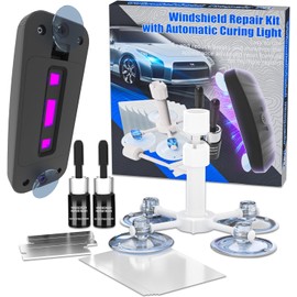 HERRYPLS Windshield Crack Repair for Chips and Cracks, Glass Repair Fluid with Pressure Syringes, Car Windshield Chip Repair Kit Quick Fix for Chips, Cracks, Star-Shaped Crack (2pcs Blue)