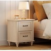 WAMPAT Nightstand Side Table with Charging Station, Beige End Table