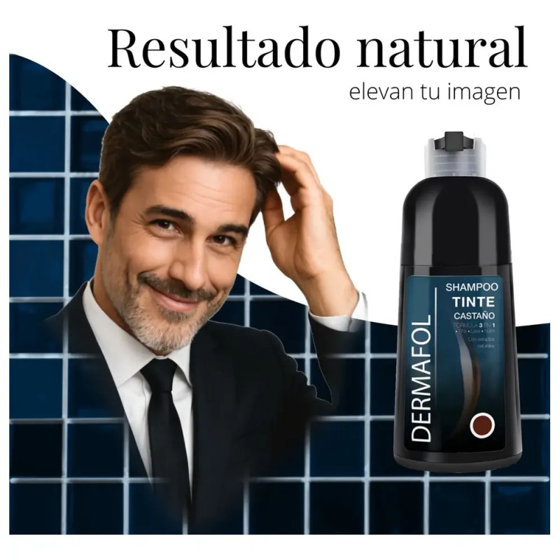 Shampoo Con Tinte Natural Dermafol Para Cubrir Canas 500ml Color