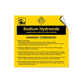 Sodium Hydroxide Caustic Soda; Soda Lye; Sodium Hydrate Label Decal Sticker 12 in X 12 in