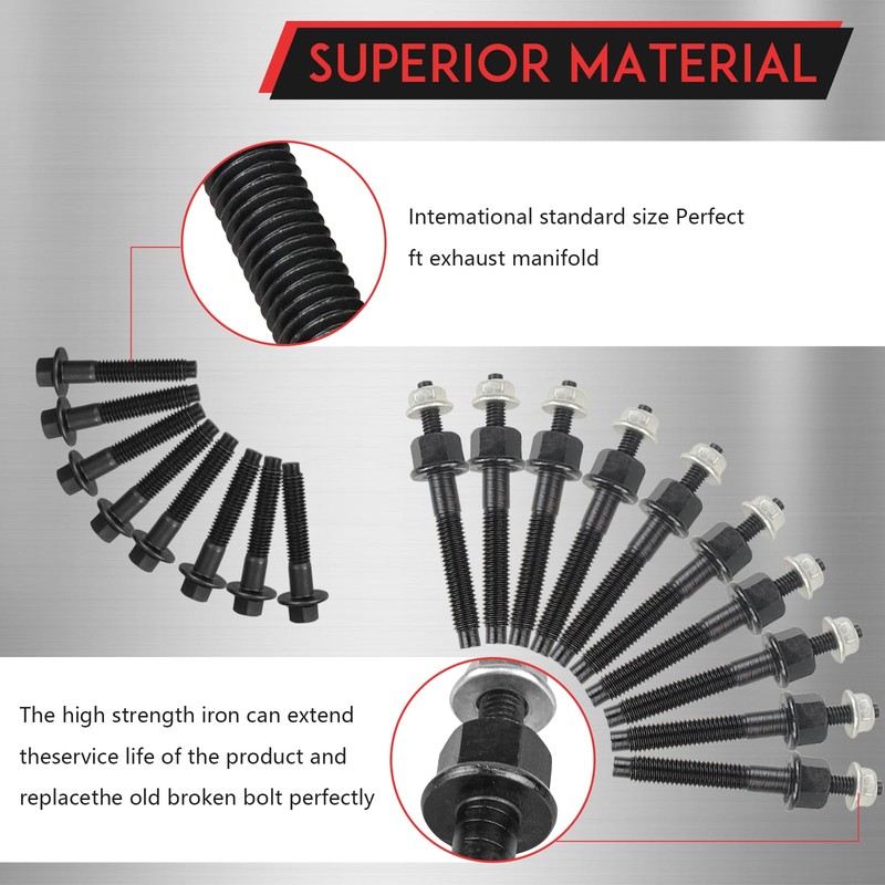 Donpida Exhaust Manifold Gasket and Bolt/Strud Set Compatible with Chrysler