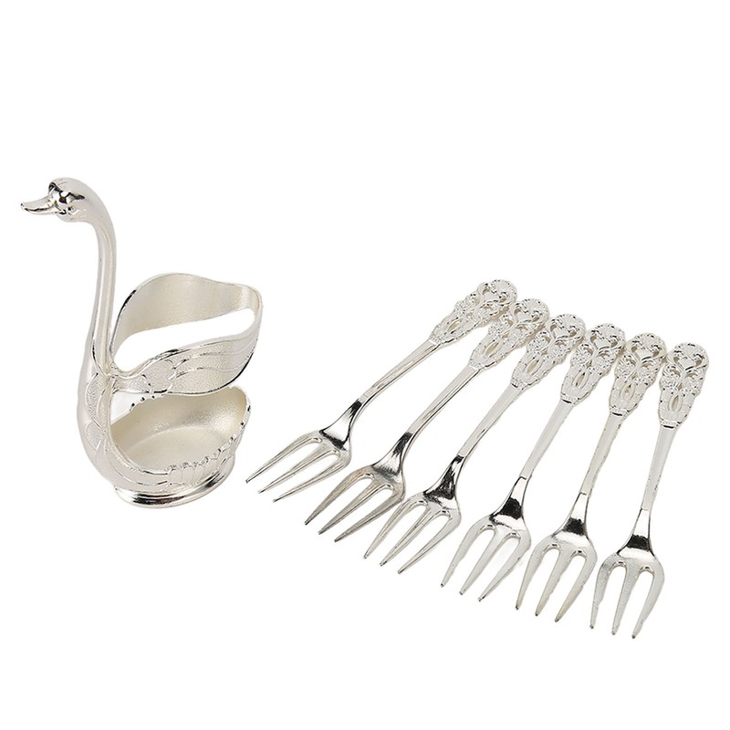 Swan Base Holder Forks Set Aluminum Silver Fashion Rustproof Decorative