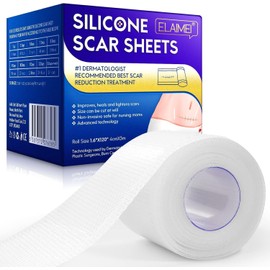 Hojas de silicona para eliminar cicatrices, hoja de silicona profesional para cicatrices causadas por cesárea, cirugía, quemaduras, acné, estrías y más, funciona en cicatrices viejas y nuevas de 7,6 x 3,8 cm, 4 hojas reutilizables para cicatrices (ALIVER)