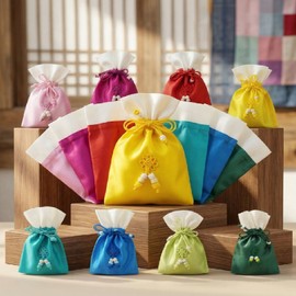 Set of 7 lucky bags Korean traditional souvenirs Foreigner gifts Hanbok accessories I agree to third party provision for delivery of lucky pouches / 복주머니 7종 세트 한국 전통 기념품 외국인 선물 한복 소품 복조리 파우치 배송을 위한 제3자 제공에 동의합니다