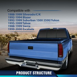 PIT66 Tail Lights Compatible with Chevy Silverado Tahoe Sierra + Connector Circuit 1988-1999 Rear Lamp Assembly Smoke Taillight Drive & Passenger Side Luz Trasera