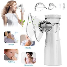 [FREE!SHIP] Ultrasonic Mesh Nebulizer- Portable USB Nebulizer for Adults / Kids Or Accommodate Most Animals and Dogs / Cats, Portable Handheld Steam Mesh Nebulizer for Breathing Problems with 2 Masks in Varying Sizes at Home or Travel - Color: blue