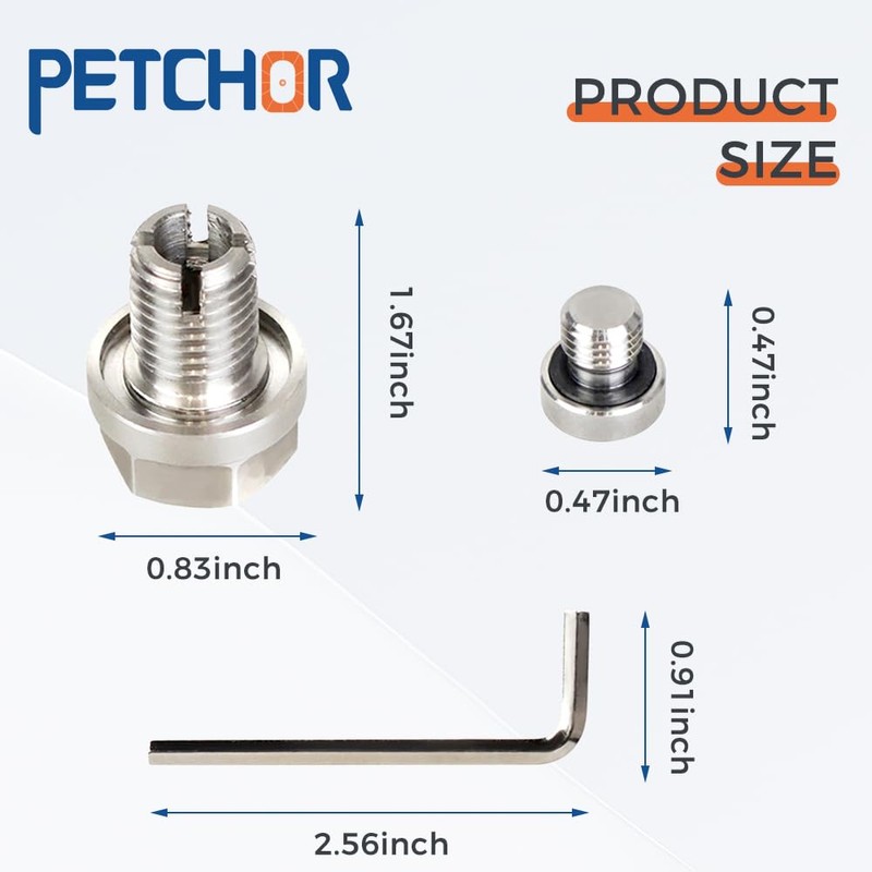 PETCHOR M12.1-1.5 x 15mm Oversize Piggyback Oil Drain Plug, Stainless