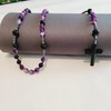 BJ BshuxiuJ Handcrafted Rosary Necklace Featuring Purple Agate Stone with
