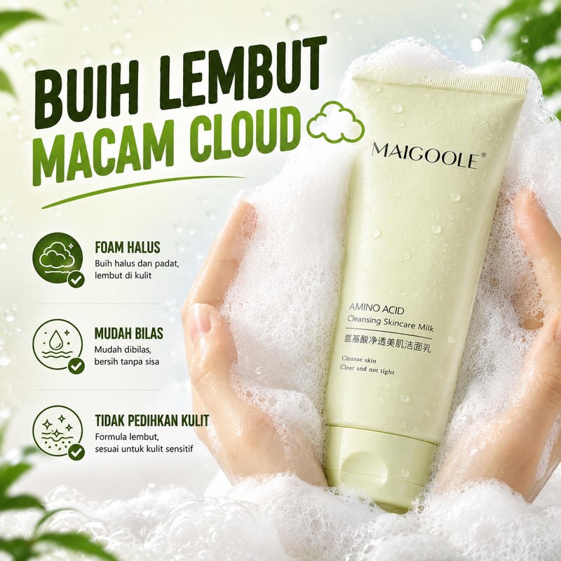MAIGOOLE Amino Acid Facial Cleanser 120g | Gentle Foaming Face