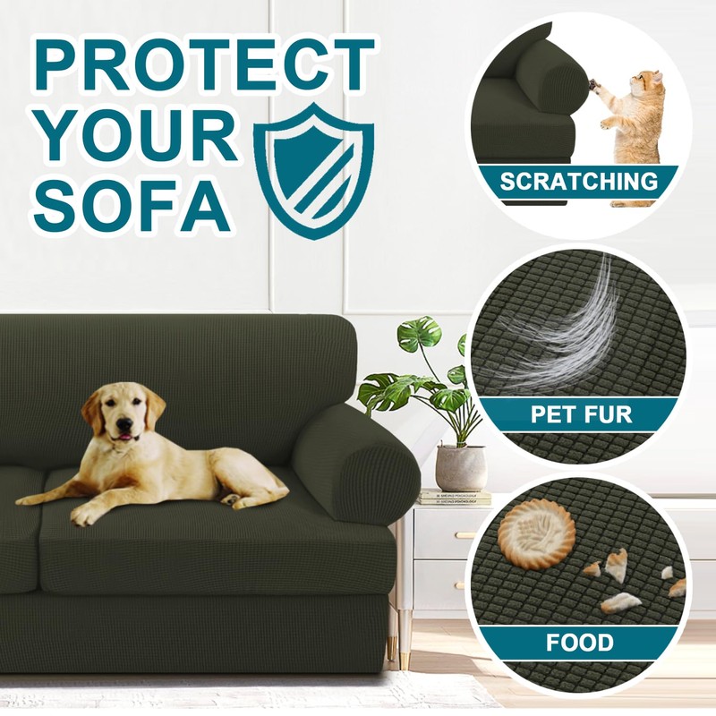 Turquoize 3 Piece T Cushion Sofa Slipcovers Stretch Couch Cover