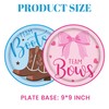 Boots or Bows Gender Reveal Brown Pink Paper Plates Gender
