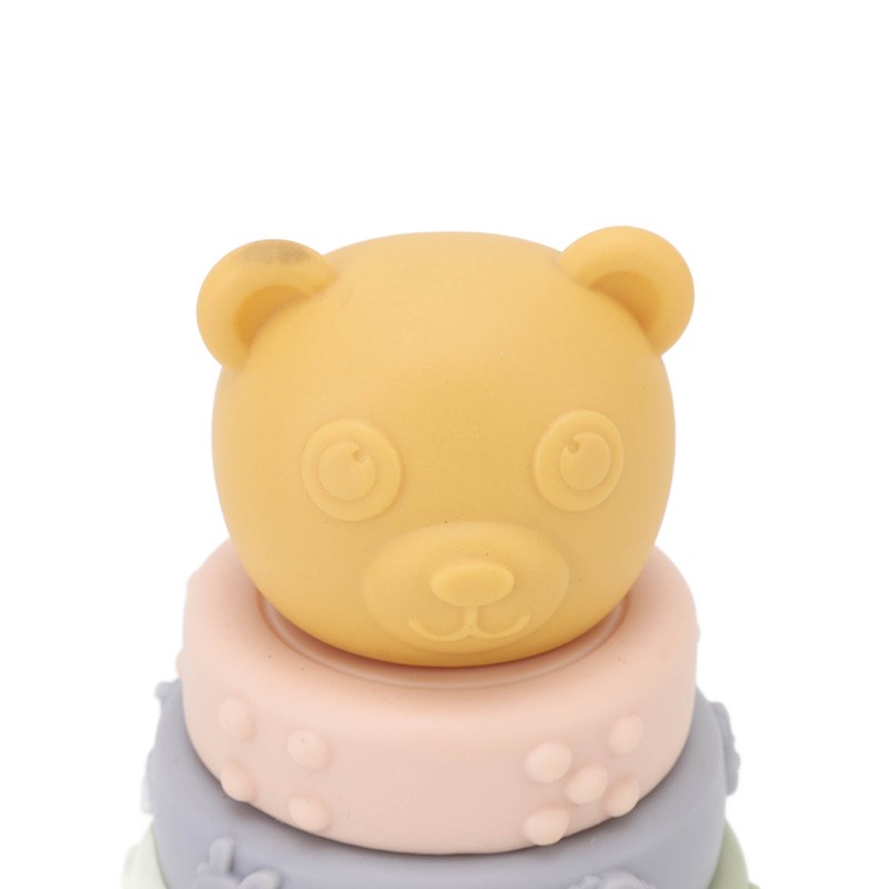 6 Pcs Soft Sensory Stacking Circle Toys with Bear Stacker