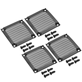 PATIKIL 60 mm Fan Filter Grille with Screws 4 Pack Aluminium Frame Stainless Steel Mesh Dustproof Cover for Computer Case Black