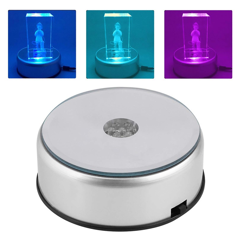LED Light Base, Colorful Light Rotating Crystal Display Base Stand