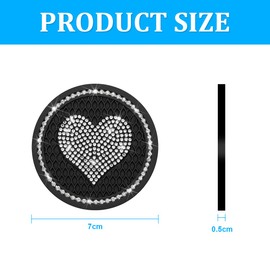 CGEAMDY Pack of 2 Heart Coasters for Cars, Drink Holder, Bling Crystal Universal Non-Slip Coaster Pad Round Coaster, Coaster Car Interior Accessories (Black