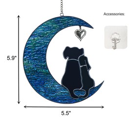 Double Dog Memorial Gifts for Dog Lovers, Loss of Dog Sympathy Gift Stained Glass Dog Suncatcher Pet Memorial Gifts Pet Sympathy Gifts for Dogs Window Hanging Ornament Remembrance Gift Pet Loss