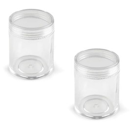 cyclingcolors 2 x Plastic Containers Clear Round Container Bottle Glitter Box Earring Ring Small Plastic Storage Box with Lid 3.8 x 4.7 cm