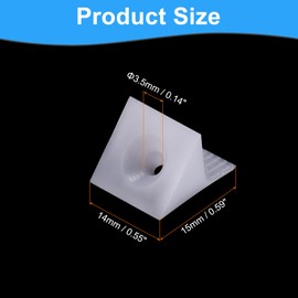 uxcell 100 Pcs 90 Degree Plastic Corner Braces, 14x15x10mm Shelf Right Angle Brackets with Screws for Cabinets, Cupboards, White