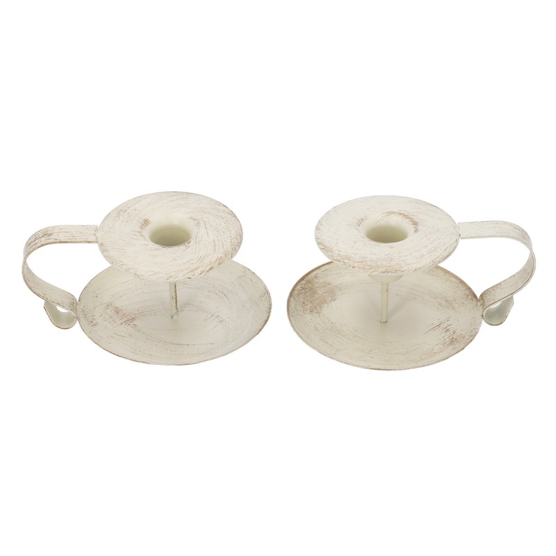 2pcs Taper Candle Holders Simple Antique Finish Iron Candle Holder