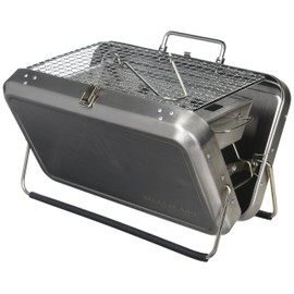 Kikkerland BQ01 Portable BBQ Suitcase, Silver