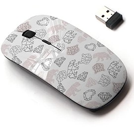 2.4G Wireless Mouse with Cute Pattern Design for All Laptops and Desktops with Nano Receiver - Abstract Polygonal Geometric Diamonds