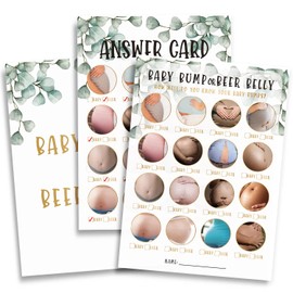 Greenery Baby Shower Games - Baby Bump or Beer Belly, 31 Cards(Attach Answer Card), Baby Shower Games Gender Neutral-d014