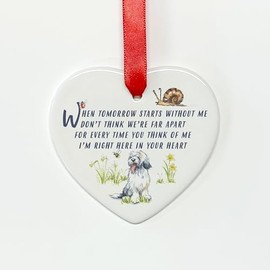 Image Industry Old English Sheepdog When Tomorrow Starts Ceramic Heart - Dog Memorial - Memorial Gift - Hanging Decoration
