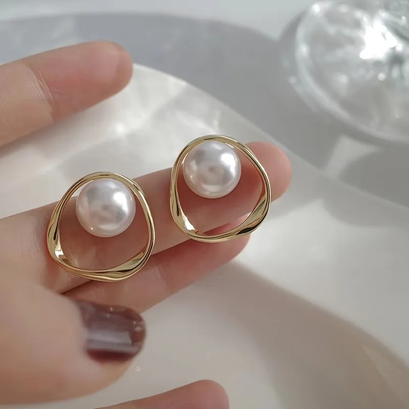 2 Par Elegante Estilo Vintage Pendientes De Perlas