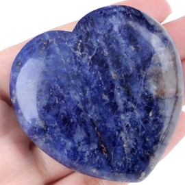 MAIBAOTA 60 mm Blue Sodalite Crystals Large Heart Stone Healing Crystals Heart Reiki Crystal Gemstone Polished Heart Shaped Rocks Meditation Mothers Day Crystal Gifts for Mom Her