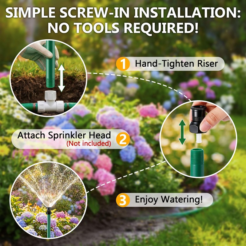 8 Pack 12 inch Sprinkler Extension Risers, 1/2" Stackable Riser