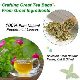 FullChea - Peppermint Tea Bags, 50 Teabags - Premium Peppermint Leaves - Refreshing & Minty - Non-GMO - Caffeine-free - Freshen Breath & Aid Digestion