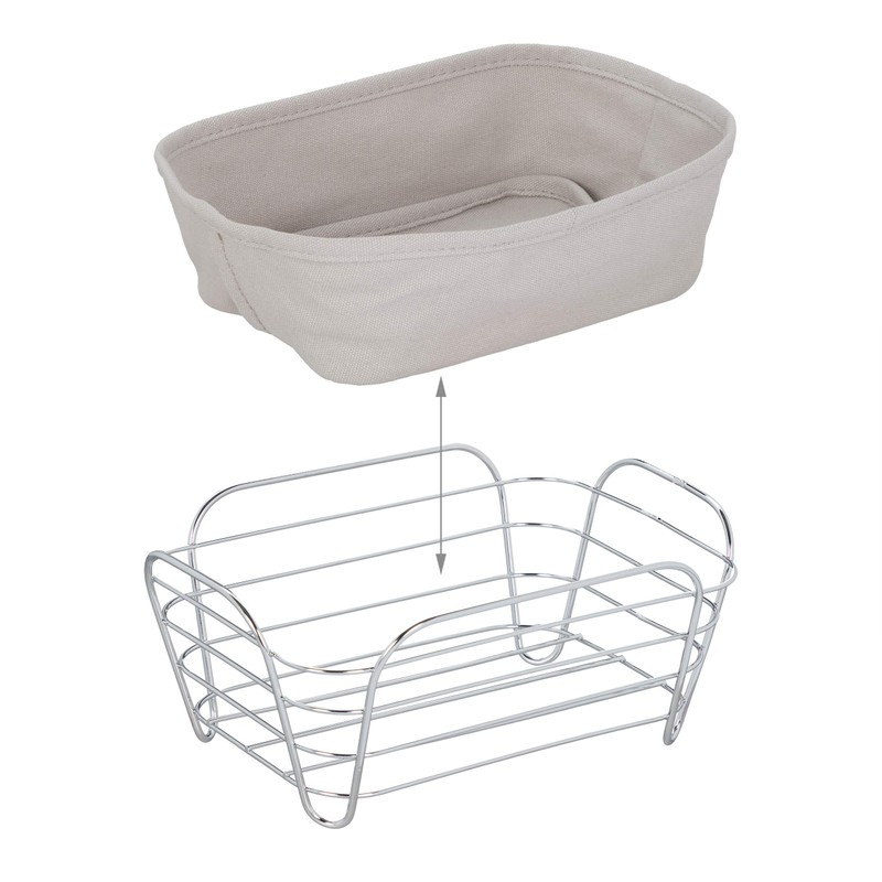 Relaxdays Bread Basket Metal with Fabric Insert, Square, Breakfast Basket