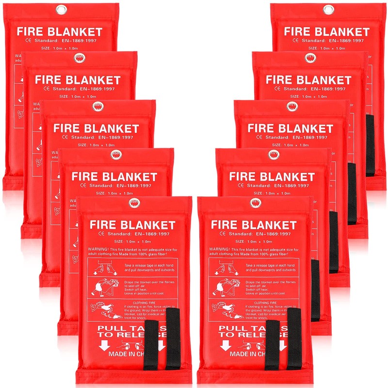 Macarrie 10 Pack 39” x 39” Fire Blanket Emergency for
